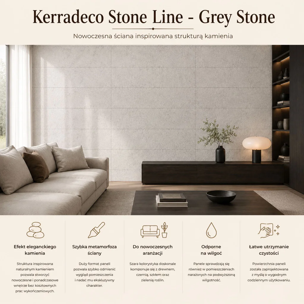 Panele ścienne Stone Grey, 3024150