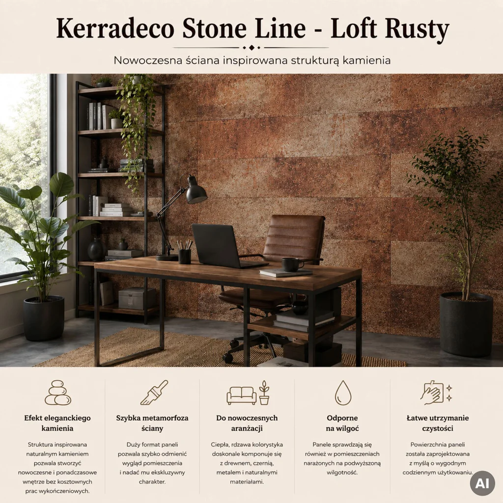 Panele ścienne Loft Rusty, 3024813