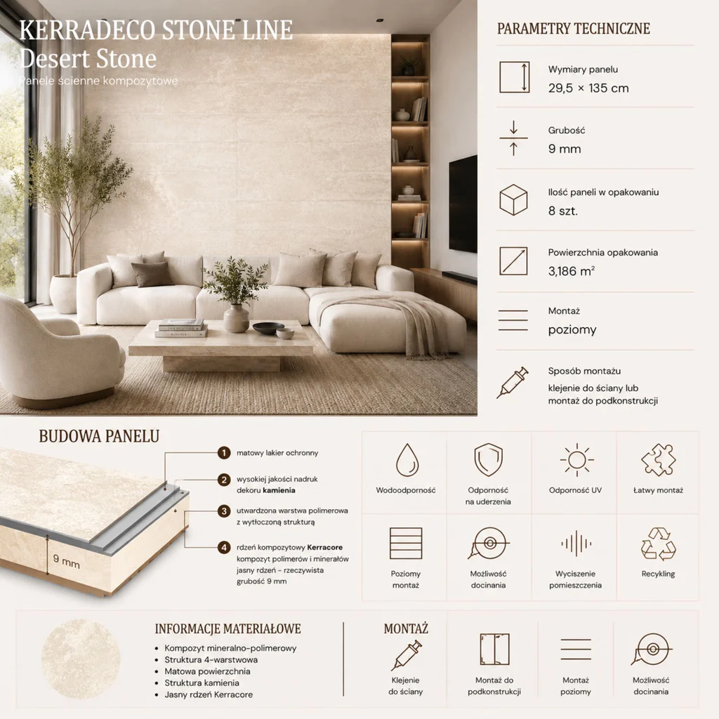 Panele ścienne Desert Stone, 3024819