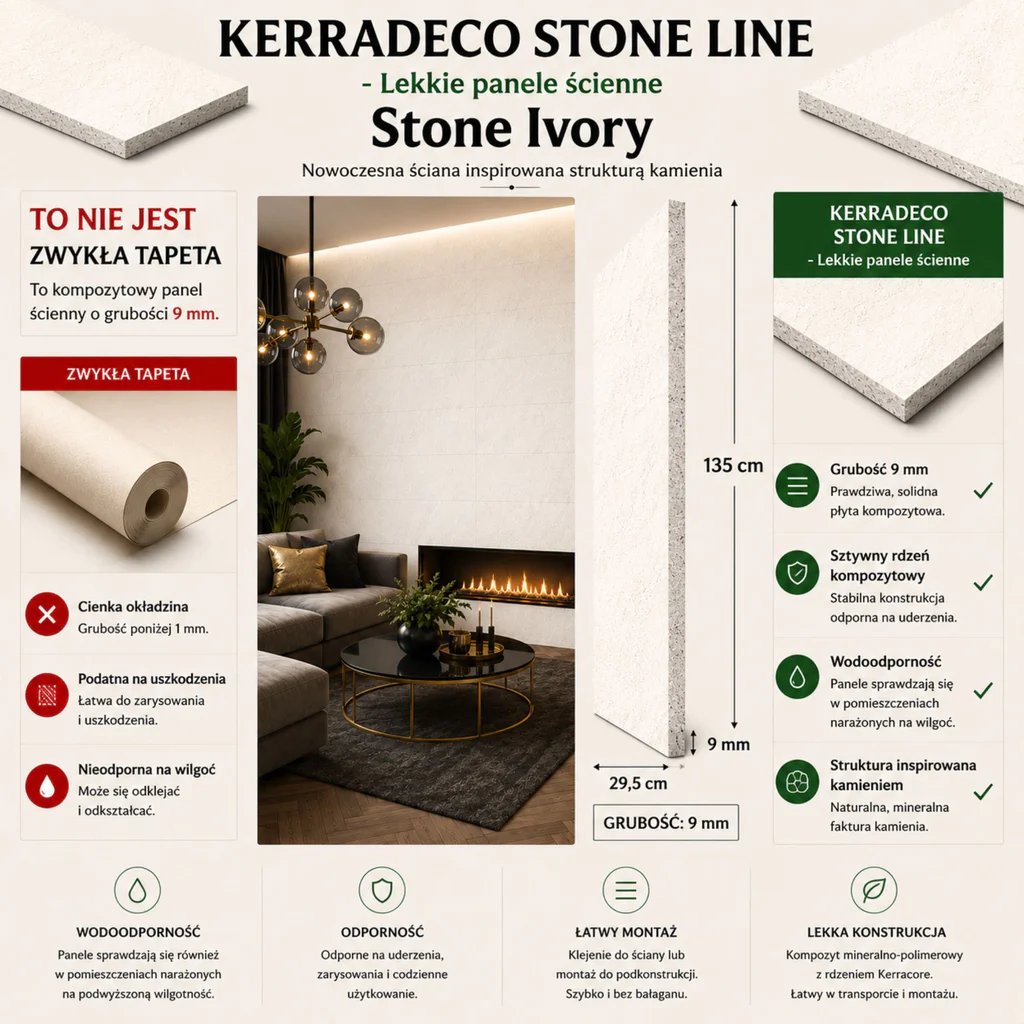 Panele ścienne Stone Ivory, 3024820