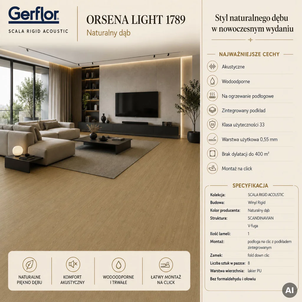 Panele winylowe Orsena Light Klasa 33 5.5 mm, 61411789