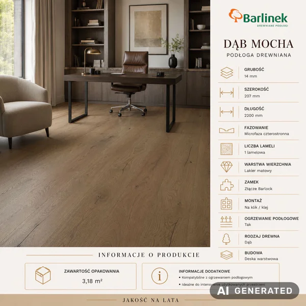 Podłoga drewniana Dąb Mocha Naturalny 14 mm, BCU-DBE1-L05-