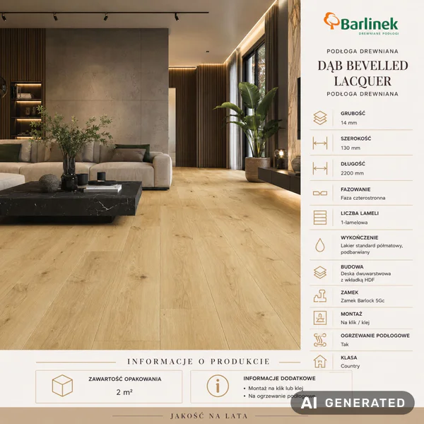 Podłoga drewniana Dąb Bevelled Lacquer Naturalny 14 mm, BC