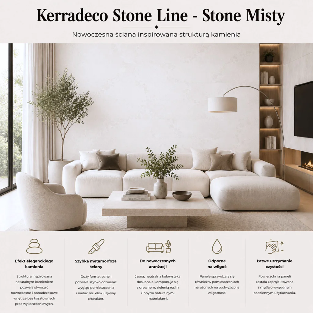 Panele ścienne Stone Misty, 3024818