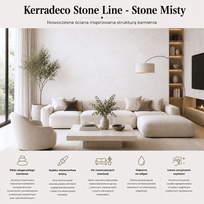 Panele ścienne Stone Misty, 3024818 - 2