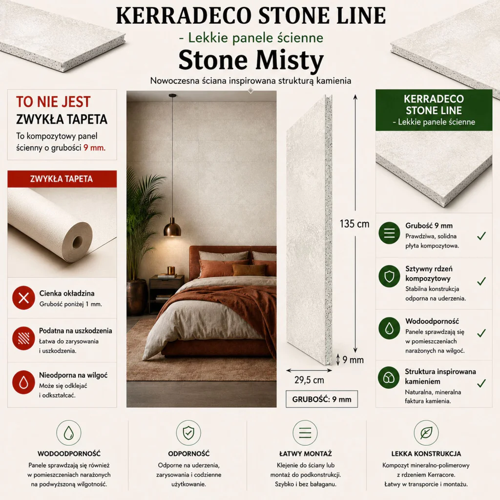 Panele ścienne Stone Misty, 3024818