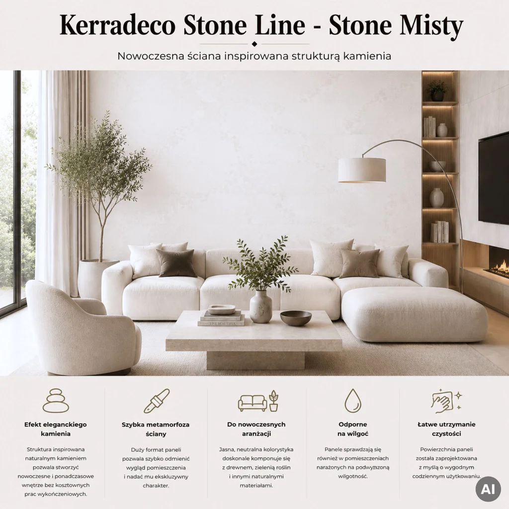Panele ścienne Stone Misty, 3024818