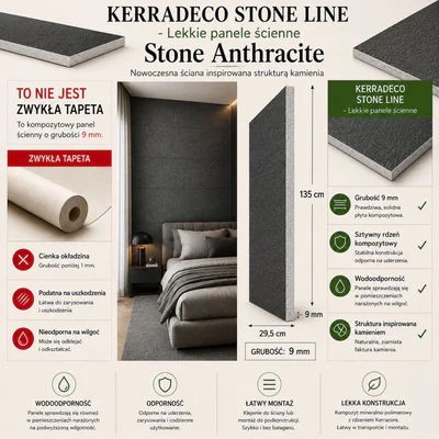 Panele ścienne Stone Anthracite, 3021809