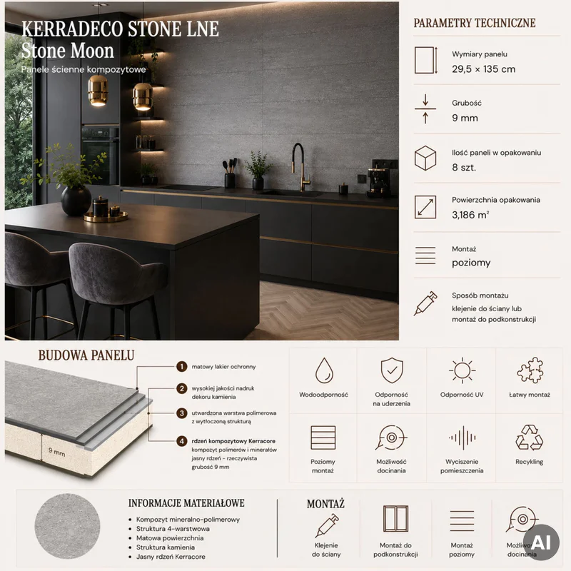 Panele ścienne Stone Moon, 3024821 - 2