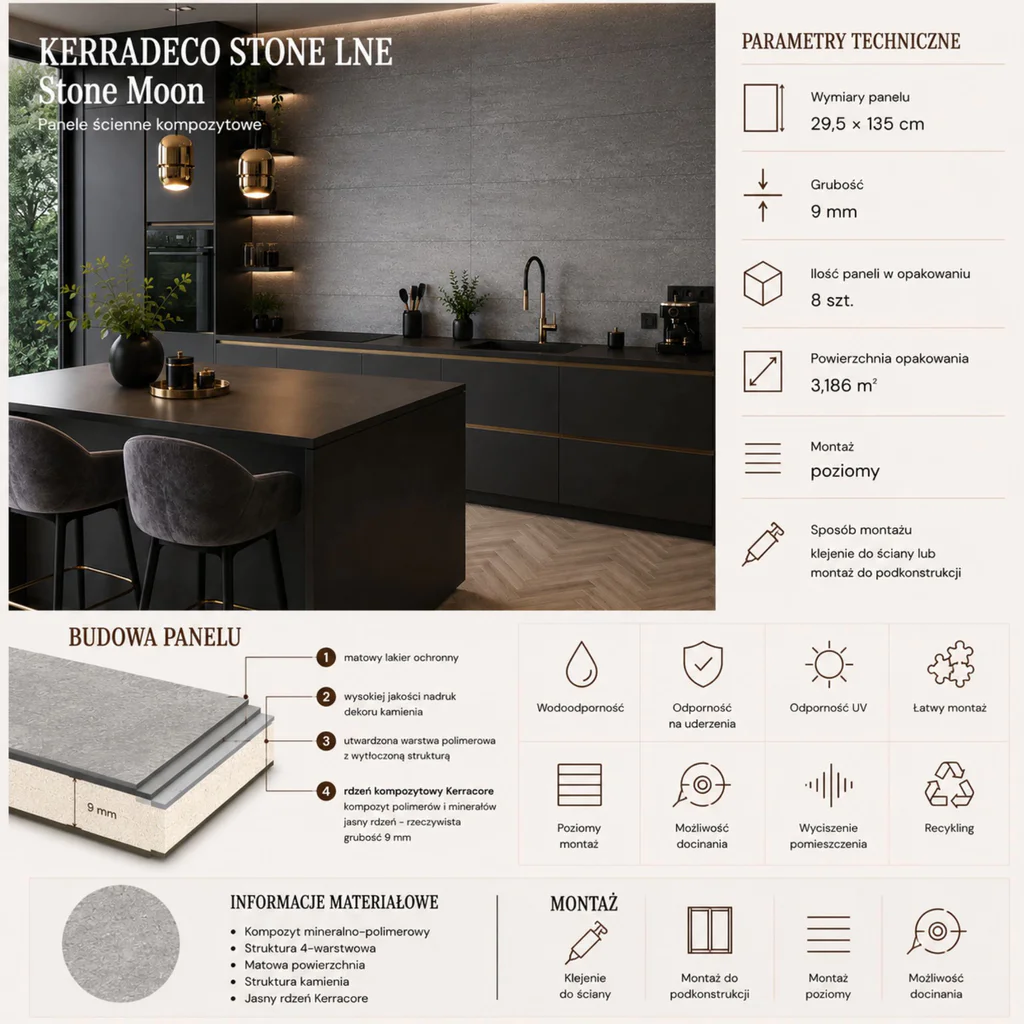 Panele ścienne Stone Moon, 3024821