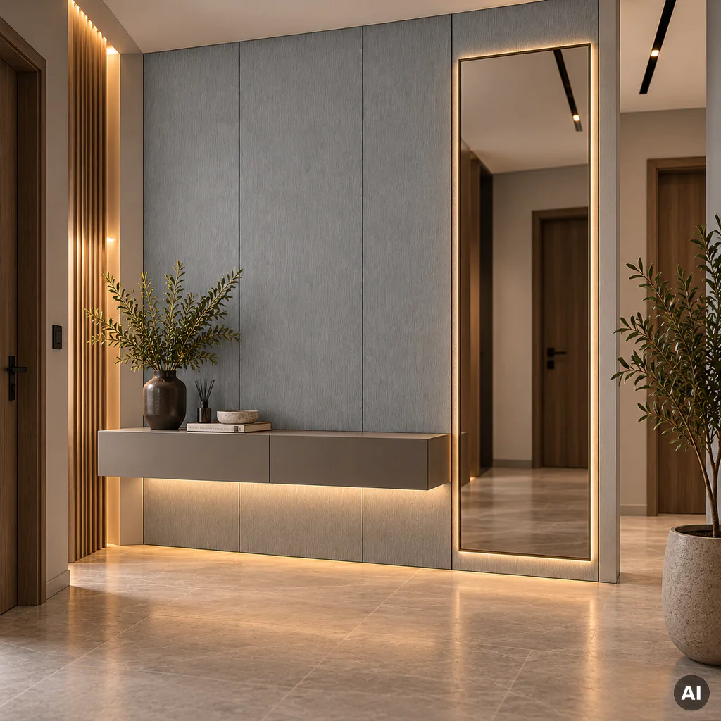 Panel ścienny dekoracyjny XL Brushed Steel 60 x 265 cm, 6073762